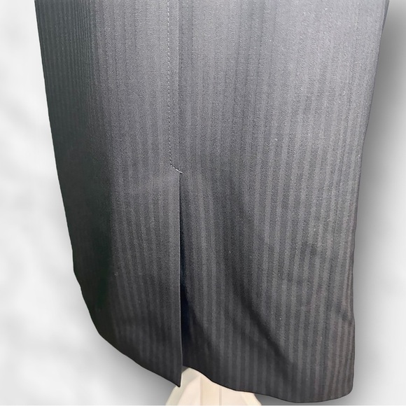 Theory Black Striped Wool Blend Split Hem Pencil Skirt Size 8 - Picture 6 of 14
